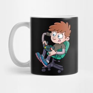 boy is briskly playing a computer game Mug